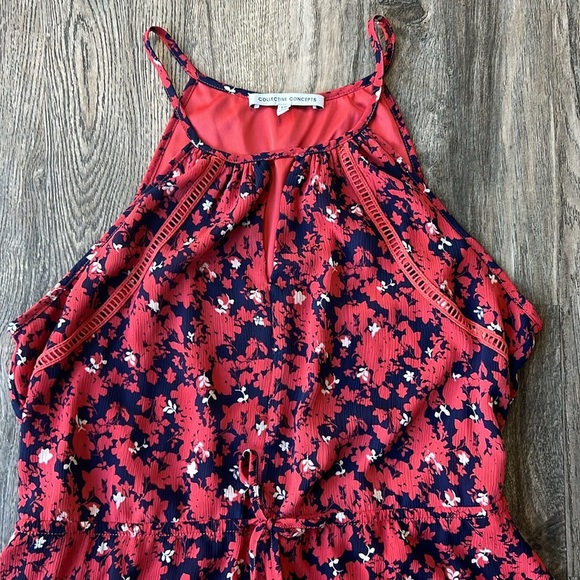 Collective Concepts Dress Red Printed Floral Midi Dress Size Large Petite - Picture 4 of 11